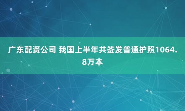 广东配资公司 我国上半年共签发普通护照1064.8万本