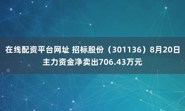 在线配资平台网址 招标股份（301136）8月20日主力资金净卖出706.43万元
